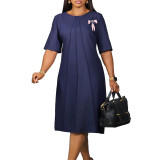 Foreign trade women's clothing new style fashion temperament elegant pure color loose large size dress  ATR572