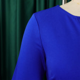 Large size women's fashion elegant temperament pure color five-sleeve dress  ATR533