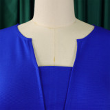 Large size women's fashion elegant temperament pure color five-sleeve dress  ATR533