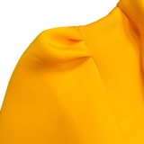 Large size women's summer new fashion bow tie debutante pure color banquet dress dress short sleeve dress  ATR235