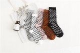 Autumn new candy color L letter pile heap female socks fashion trend multicolor wild cotton socks