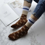 2019 Net red explosion models G letter in the pile pile socks European and American tide socks college sports and leisure cotton color matching women's socks wholesale