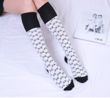 G letter tide brand spring and autumn winter Korean version of the knee under the tube cotton pile socks fashion wild calf female socks