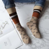 2019 Net red explosion models G letter in the pile pile socks European and American tide socks college sports and leisure cotton color matching women's socks wholesale