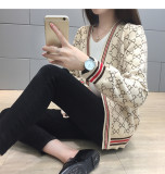 sweater jacket women 2019 autumn and winter long sleeve loose V-neck single-breasted jacket sweater cardigan
