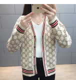 sweater jacket women 2019 autumn and winter long sleeve loose V-neck single-breasted jacket sweater cardigan