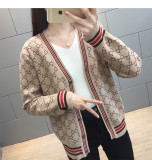 sweater jacket women 2019 autumn and winter long sleeve loose V-neck single-breasted jacket sweater cardigan