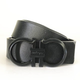 belt 2.8 wide belt men and women real leather smooth buckle business 8 word buckle belt