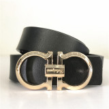 belt 2.8 wide belt men and women real leather smooth buckle business 8 word buckle belt