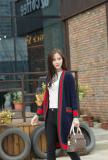 long sweater cardigan sweater women 2019 new women's color matching striped edge joker loose jacket