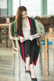 long sweater cardigan sweater women 2019 new women's color matching striped edge joker loose jacket