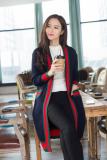 long sweater cardigan sweater women 2019 new women's color matching striped edge joker loose jacket
