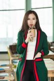 long sweater cardigan sweater women 2019 new women's color matching striped edge joker loose jacket