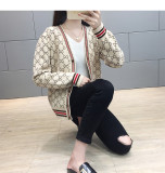sweater jacket women 2019 autumn and winter long sleeve loose V-neck single-breasted jacket sweater cardigan