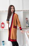 long sweater cardigan sweater women 2019 new women's color matching striped edge joker loose jacket