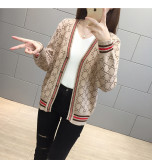 sweater jacket women 2019 autumn and winter long sleeve loose V-neck single-breasted jacket sweater cardigan