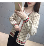 sweater jacket women 2019 autumn and winter long sleeve loose V-neck single-breasted jacket sweater cardigan