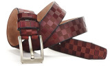 belt men's belt real leather casual belt board leather pin buckle plaid belt