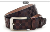 belt men's belt real leather casual belt board leather pin buckle plaid belt