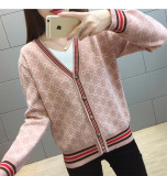 sweater jacket women 2019 autumn and winter long sleeve loose V-neck single-breasted jacket sweater cardigan