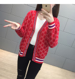 sweater jacket women 2019 autumn and winter long sleeve loose V-neck single-breasted jacket sweater cardigan