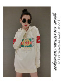 2019 autumn women new hot drilling letter printing fashion trend hooded sweater