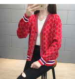 sweater jacket women 2019 autumn and winter long sleeve loose V-neck single-breasted jacket sweater cardigan