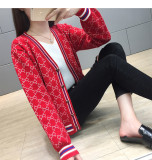 sweater jacket women 2019 autumn and winter long sleeve loose V-neck single-breasted jacket sweater cardigan