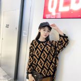 clothes 2019 autumn new sweater women's solid color round neck long sleeve letter pullover sweater women wear