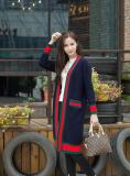 long sweater cardigan sweater women 2019 new women's color matching striped edge joker loose jacket