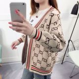 clothes 2019 spring sweater cardigan coat women short paragraph loose retro joker student sweater women's clothing