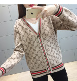 sweater jacket women 2019 autumn and winter long sleeve loose V-neck single-breasted jacket sweater cardigan