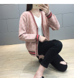 sweater jacket women 2019 autumn and winter long sleeve loose V-neck single-breasted jacket sweater cardigan