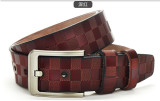 belt men's belt real leather casual belt board leather pin buckle plaid belt