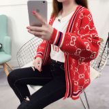 clothes 2019 spring sweater cardigan coat women short paragraph loose retro joker student sweater women's clothing