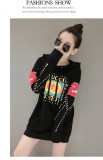 2019 autumn women new hot drilling letter printing fashion trend hooded sweater