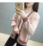 sweater jacket women 2019 autumn and winter long sleeve loose V-neck single-breasted jacket sweater cardigan