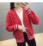 sweater jacket women 2019 autumn and winter long sleeve loose V-neck single-breasted jacket sweater cardigan