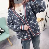 clothes 2019 spring sweater cardigan coat women short paragraph loose retro joker student sweater women's clothing