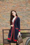long sweater cardigan sweater women 2019 new women's color matching striped edge joker loose jacket