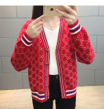 sweater jacket women 2019 autumn and winter long sleeve loose V-neck single-breasted jacket sweater cardigan