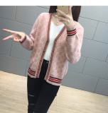 sweater jacket women 2019 autumn and winter long sleeve loose V-neck single-breasted jacket sweater cardigan