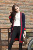 long sweater cardigan sweater women 2019 new women's color matching striped edge joker loose jacket