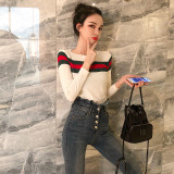 2019 autumn new striped color matching classic joker sweater