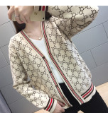 sweater jacket women 2019 autumn and winter long sleeve loose V-neck single-breasted jacket sweater cardigan