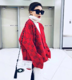 clothes 2019 spring new retro sweater in the long section V-neck knit cardigan long-sleeved loose jacket joker models