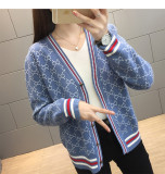 sweater jacket women 2019 autumn and winter long sleeve loose V-neck single-breasted jacket sweater cardigan