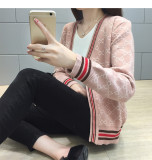 sweater jacket women 2019 autumn and winter long sleeve loose V-neck single-breasted jacket sweater cardigan