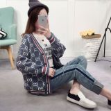 clothes 2019 spring sweater cardigan coat women short paragraph loose retro joker student sweater women's clothing