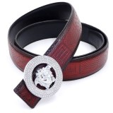 belt men's real leather smooth buckle rhinestone casual belt men's trousers with round buckle